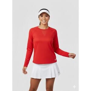 Bette & Court Golf Equestrian Active Wear Mesh Red TOP Shirt Women's Size XL EUC